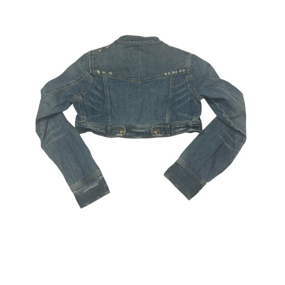 Angel Kiss Cropped Denim Jacket Y2K Distressed Juniors L Fall Layering - Picture 3 of 10